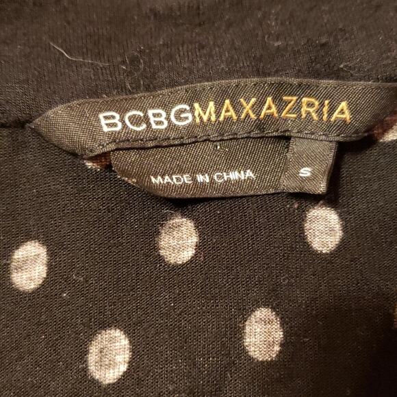 BCBG MAXAZRIA Black &White Polka Dot Wrap Short Sleeve Top Size Small - Picture 5 of 5